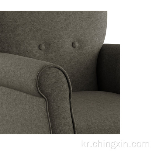 높은 품질 buttoned 갈색 패브릭 무장 악센트 의자
